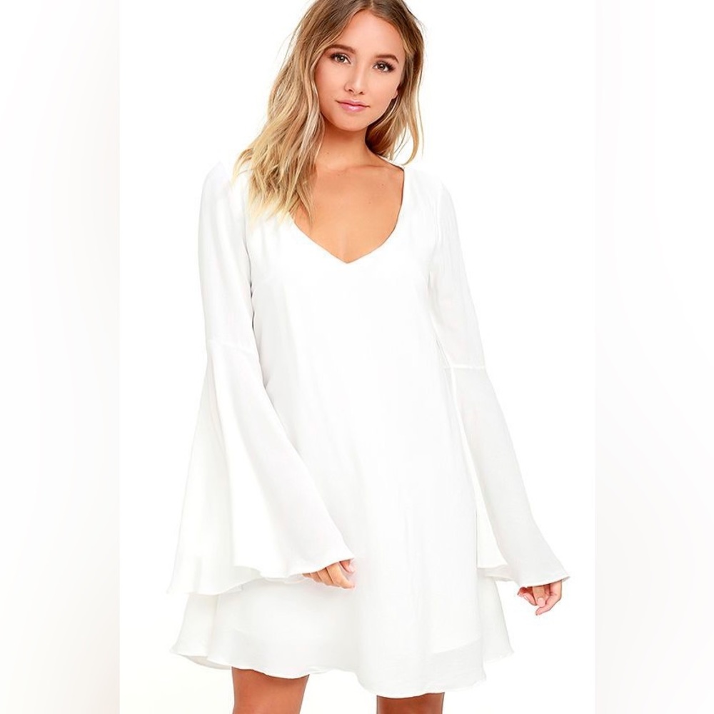 Lulus Guest of Honor White Flounce Dress